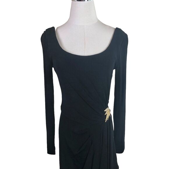 Vintage Jessica Howard Maxi Dress Black Stretch Ruched Jeweled Sheath Size 8 - Picture 3 of 12